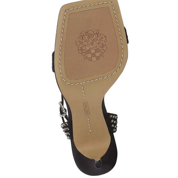 New! Vince Camuto “Saprenda” strapped high heels black suede sandals with rhines - Picture 7 of 9